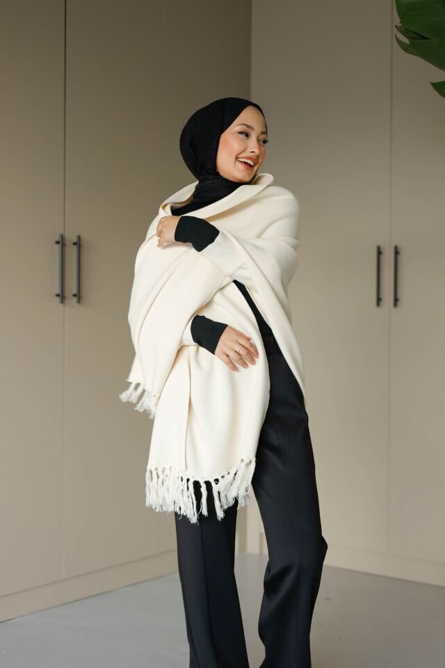 Triko Şal Panço Bordo