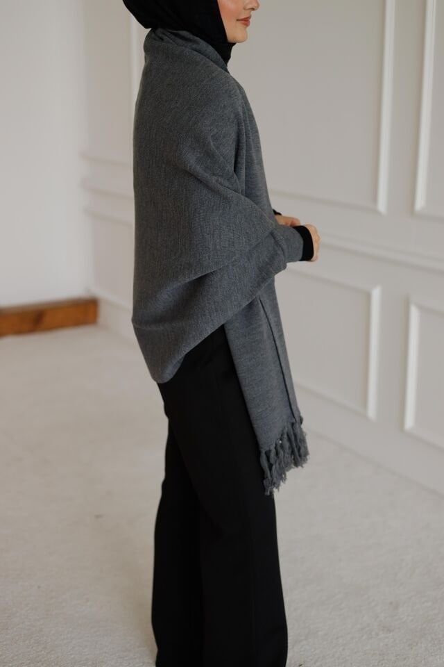 Triko Şal Panço Antrasit