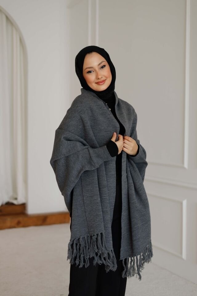 Triko Şal Panço Antrasit