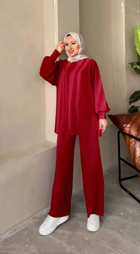 Balon Kol Triko Takım Bordo