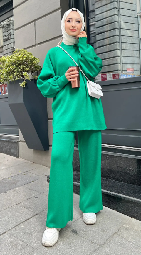 Balon Kol Triko Takım Benetton Yeşili