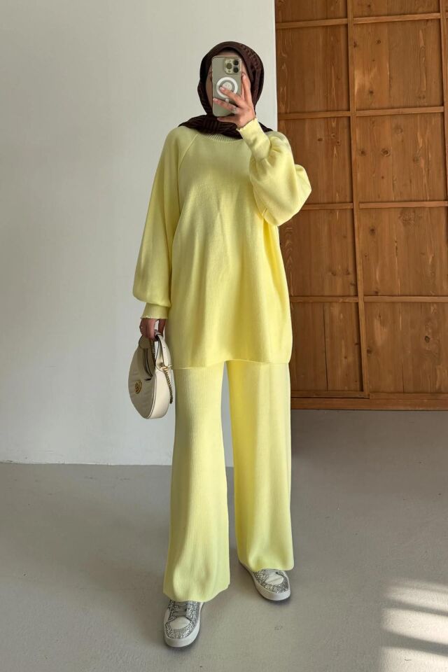 Balon Kol Triko Takım Sarı