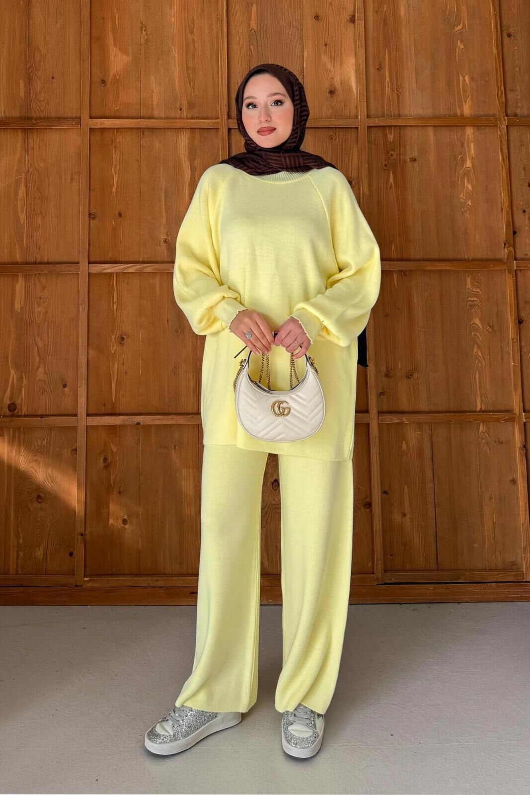 Balon Kol Triko Takım Sarı