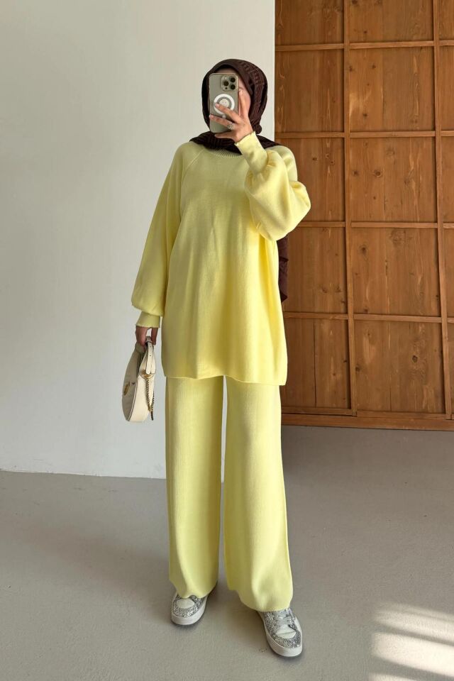 Balon Kol Triko Takım Sarı