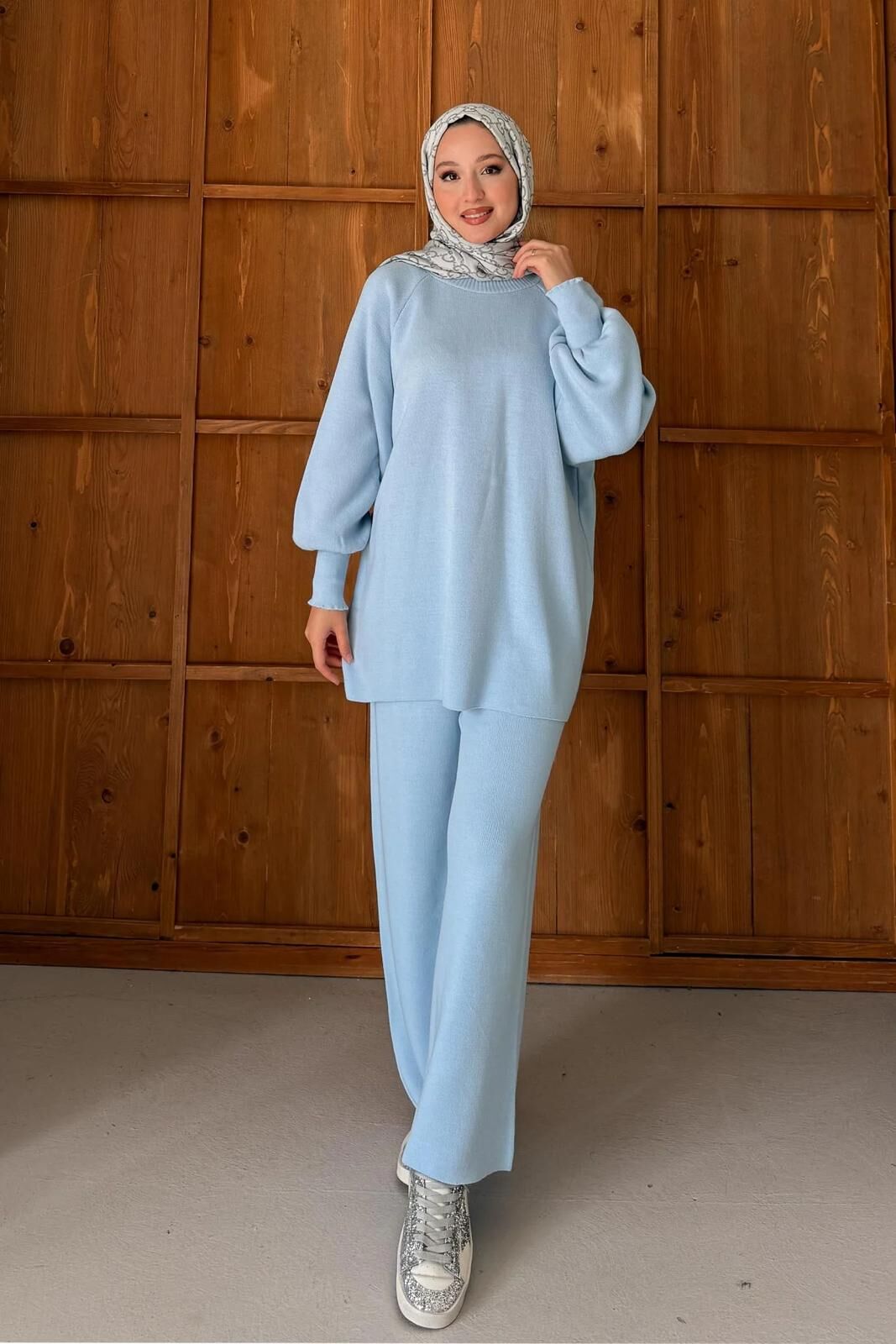 Balon Kol Triko Takım Mavi