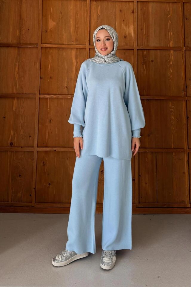 Balon Kol Triko Takım Mavi