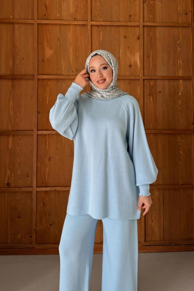 Balon Kol Triko Takım Mavi