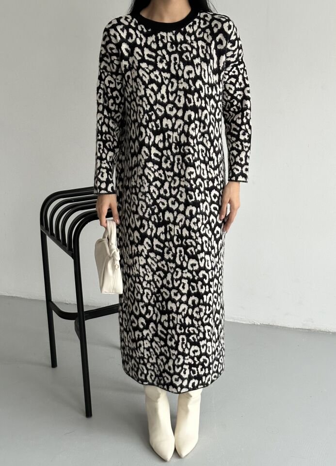Leopar Desenli Elbise