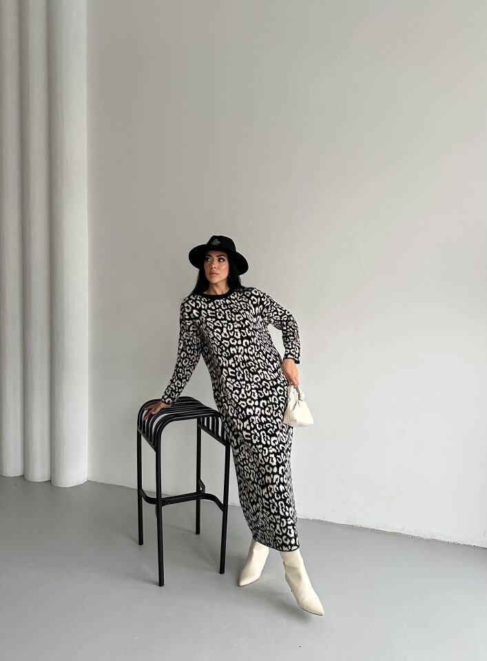 Leopar Desenli Elbise