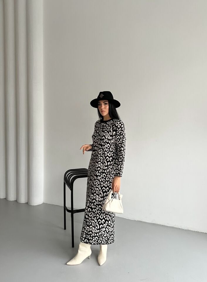 Leopar Desenli Elbise