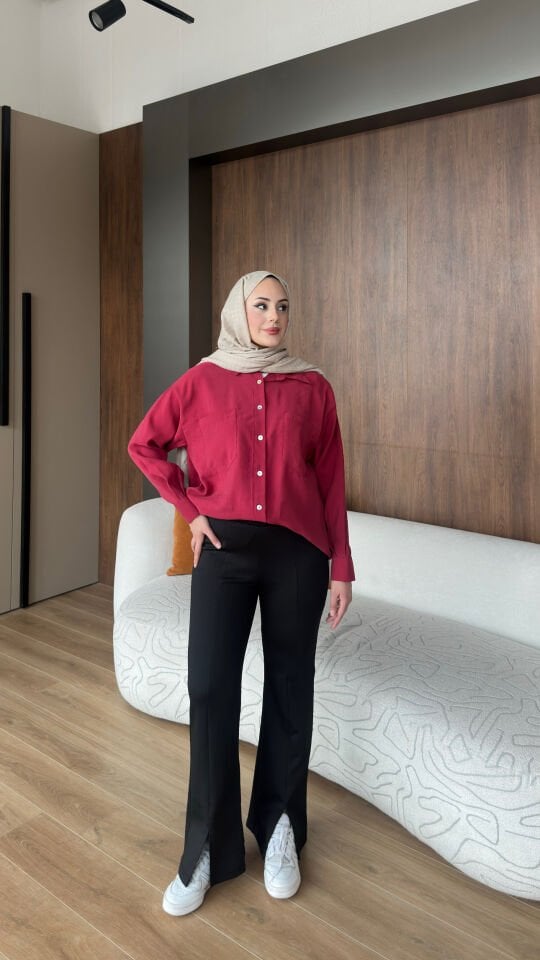 Yırtmaçlı Modal Pantolon 2 - Bej