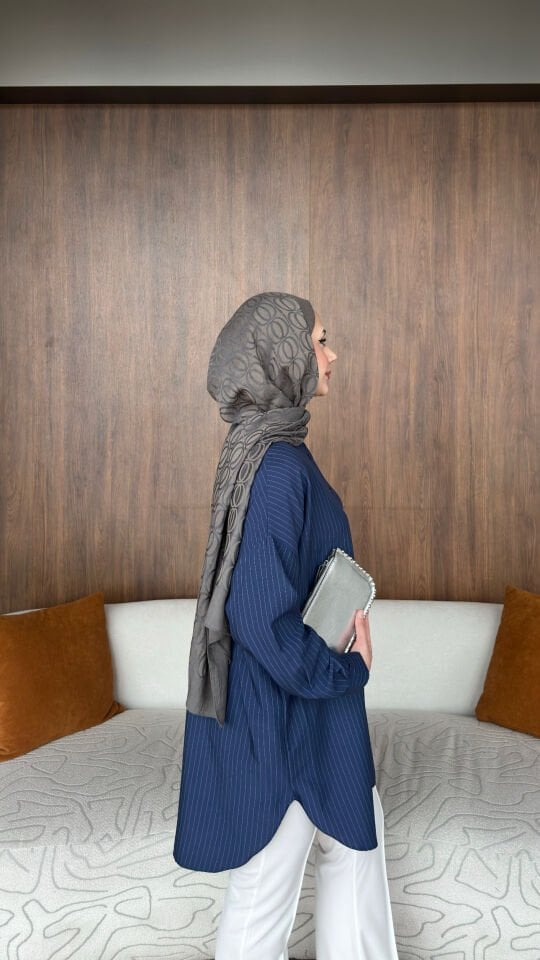 Alaçatı Çizgili Gömlek Lacivert