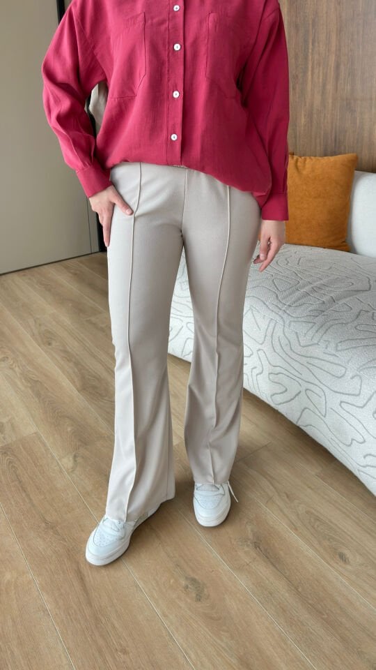 İspanyol Paça Pantolon 2 - Bej