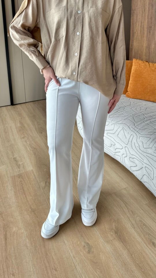 İspanyol Paça Pantolon 2 - Beyaz