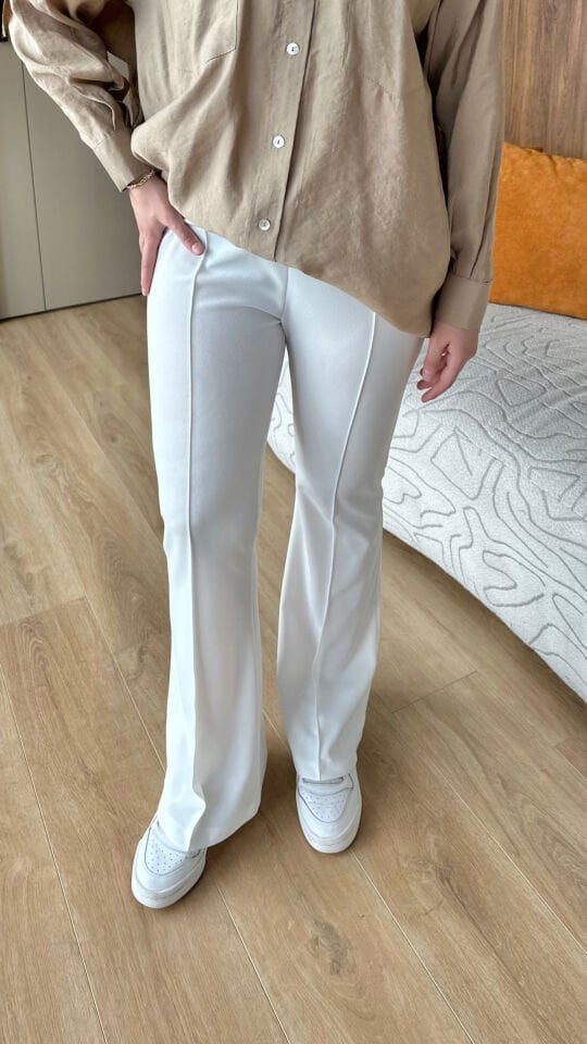 İspanyol Paça Pantolon 2 - Beyaz