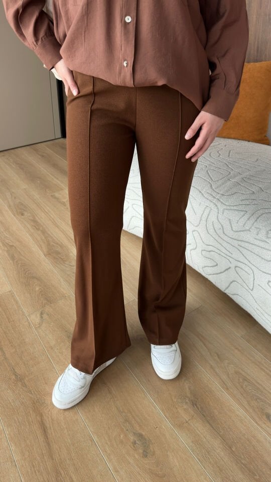 İspanyol Paça Pantolon 2 - Kahverengi