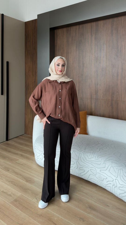 İspanyol Paça Pantolon 2 - Acı Kahve