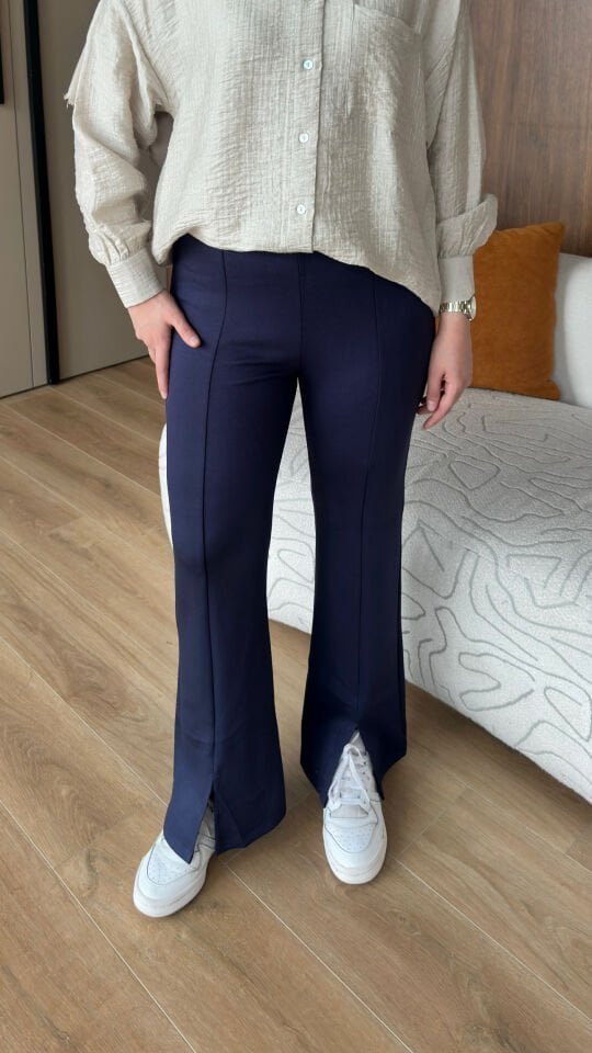 Yırtmaçlı Modal Pantolon 3 - Lacivert