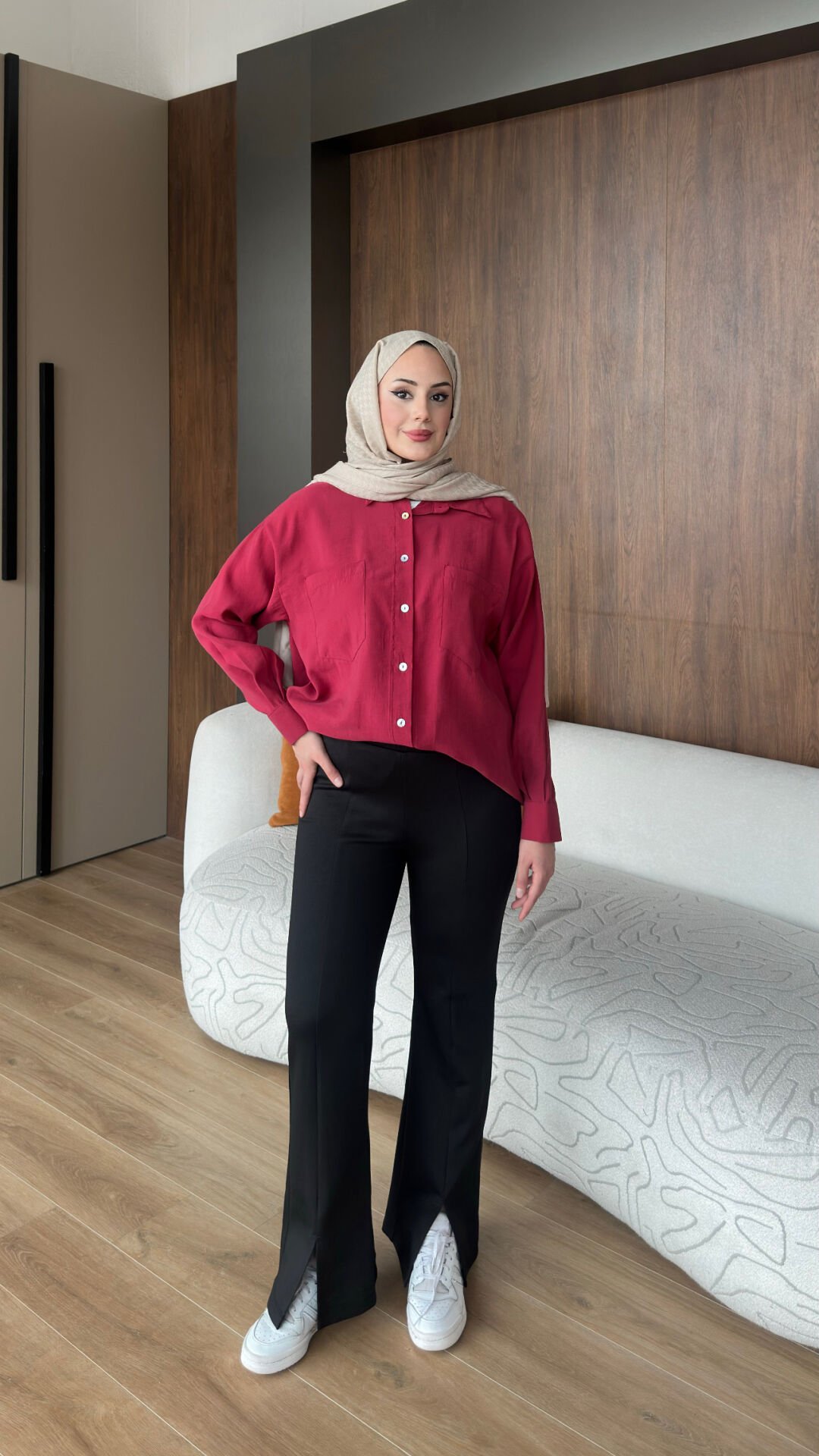 Yırtmaçlı Modal Pantolon 1 - Siyah