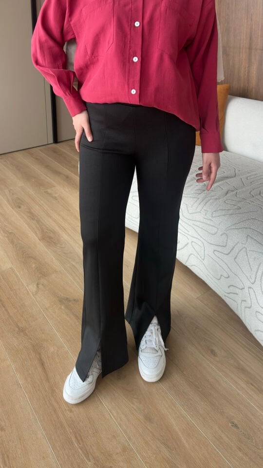 Yırtmaçlı Modal Pantolon 2 - Siyah