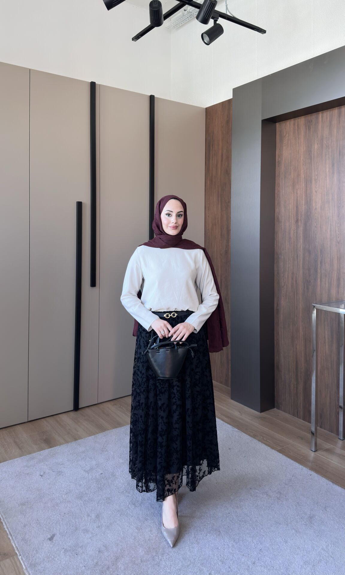 Kemerli Tesettür Etek Siyah - L