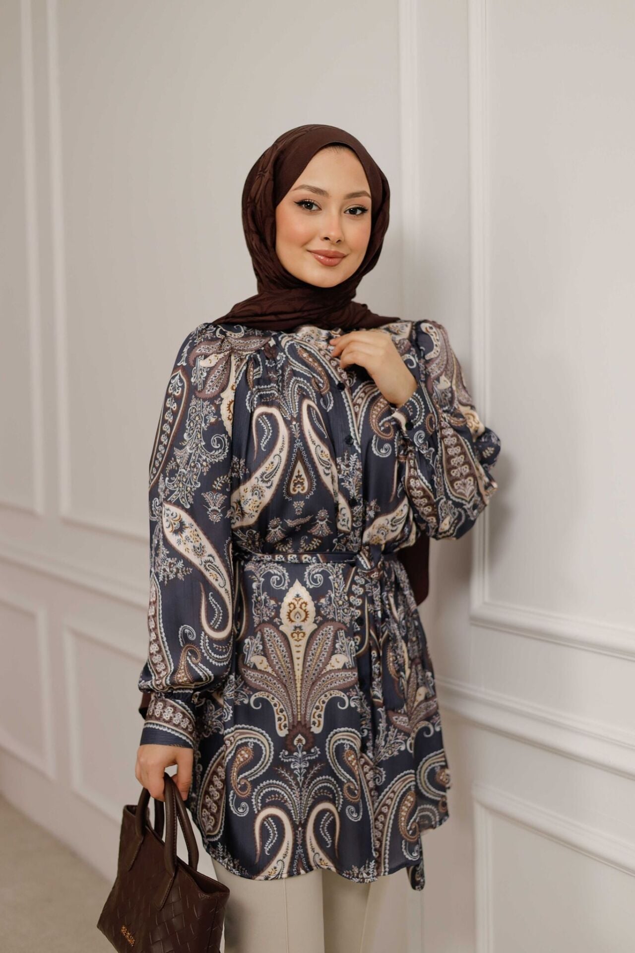 Şal Desen Sofia Gömlek Siyah - 2