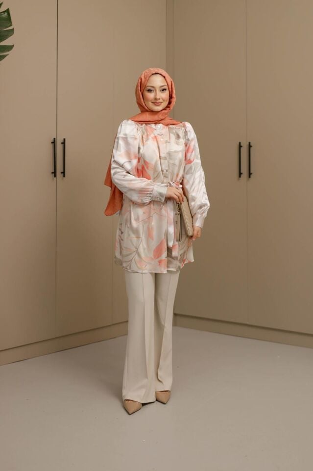 Şal Desen Sofia Gömlek Pembe - 1